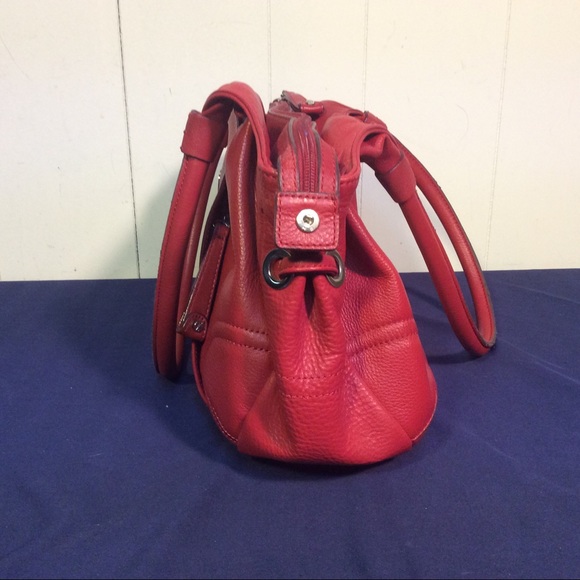 Leather Isaac Mizrahi Red Shoulder Bag - Picture 4 of 14